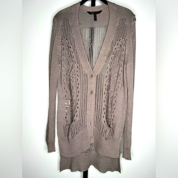 BCBGMaxAzria Kiril Drop Needle Button Cardigan Effortless Elegance & Style - Picture 1 of 5